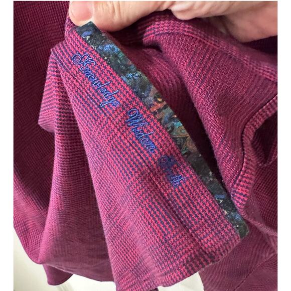 Robert Graham Woven Button Up Long Sleeve Shirt Red Burgundy Navy, size XL - Picture 7 of 9